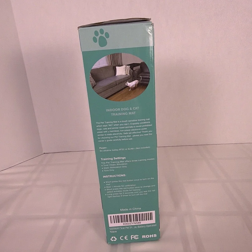 Indoor dog and cat training mat. Clear. Battery operated.